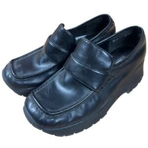 Xhilaration 7.5 Women's Black Oxfords Slip On Chunky Sole Shoe's